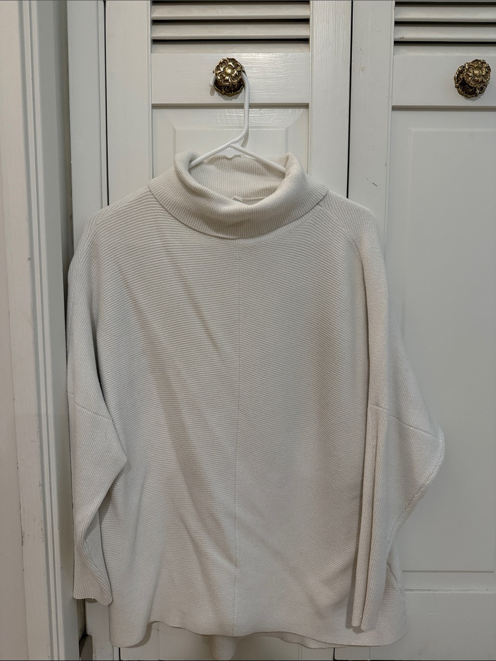 Women's Cream Turtleneck Sweater - Classic Cozy Knit